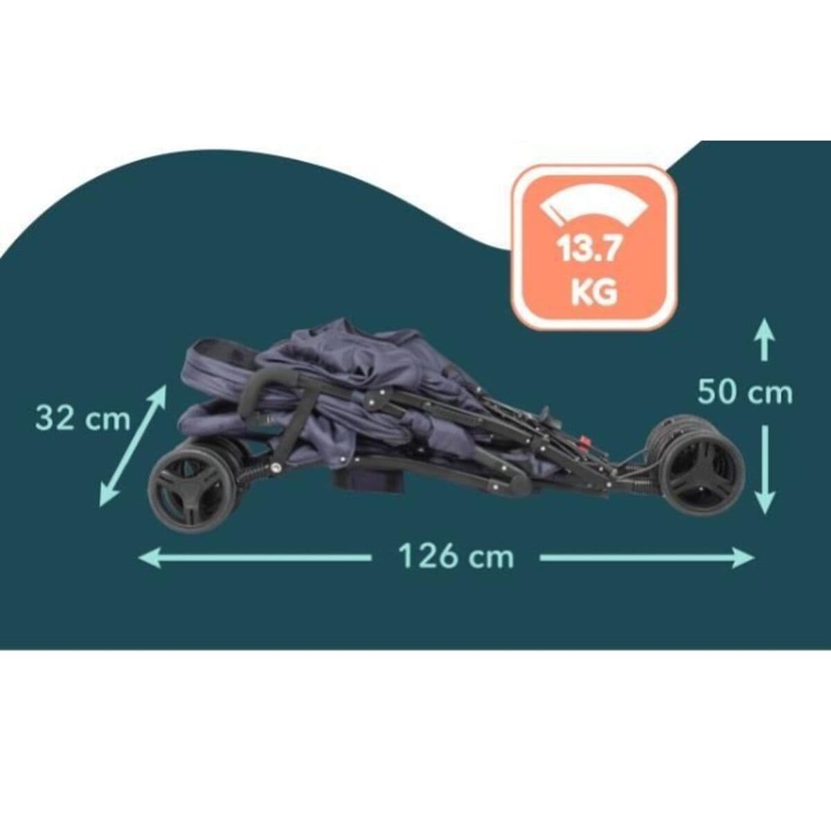 Barnvagn Bambisol Double Cane Marinblå - Image 5
