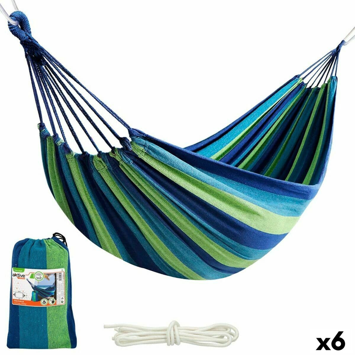 Hammock Aktive Sinine 200 x 0,4 x 100 cm (6 Ühikut)