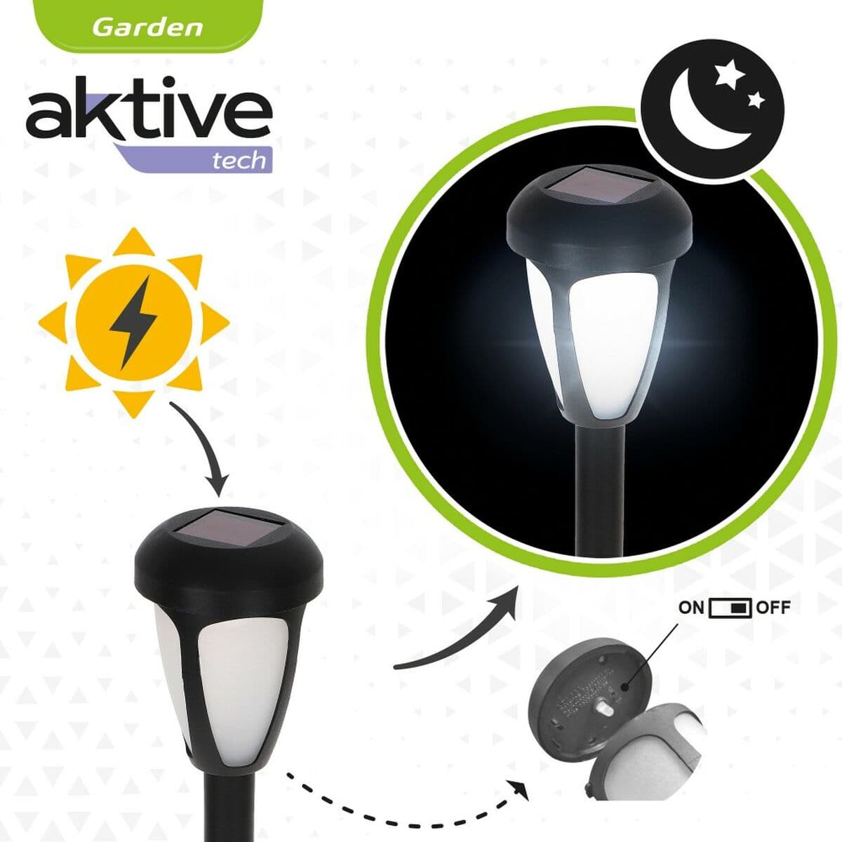 Set de estacas solares de jardín Aktive 12 Piezas Plástico 7 x 37 x 7 cm (24 Unidades) - Image 4