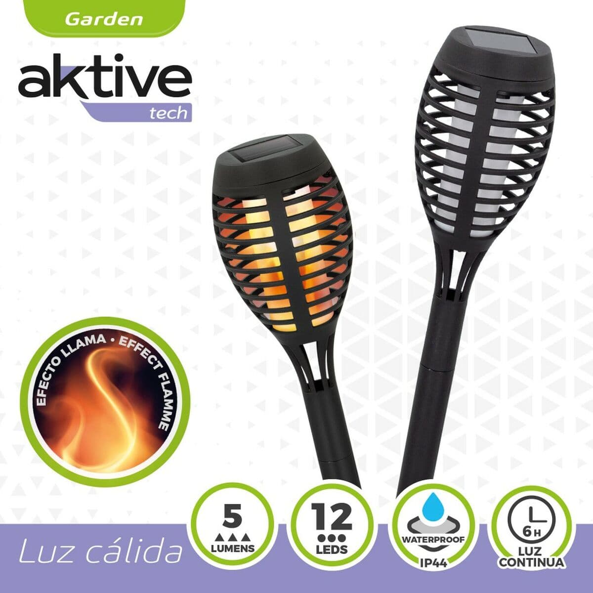 Set de antorchas solares de jardín Aktive Plástico 7,5 x 50 x 7,5 cm (4 Unidades) - Image 4