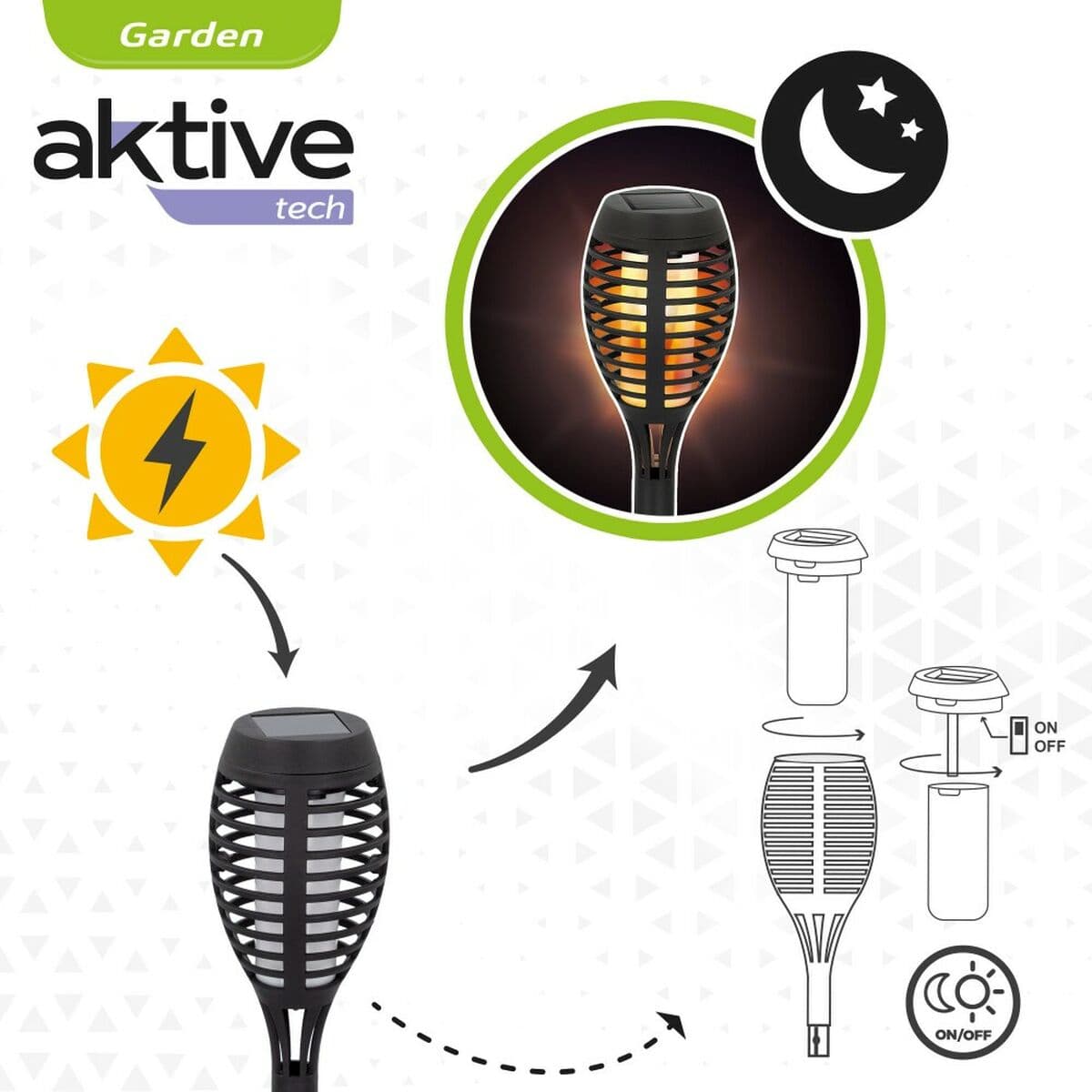 Set de antorchas solares de jardín Aktive Plástico 7,5 x 50 x 7,5 cm (4 Unidades) - Image 6