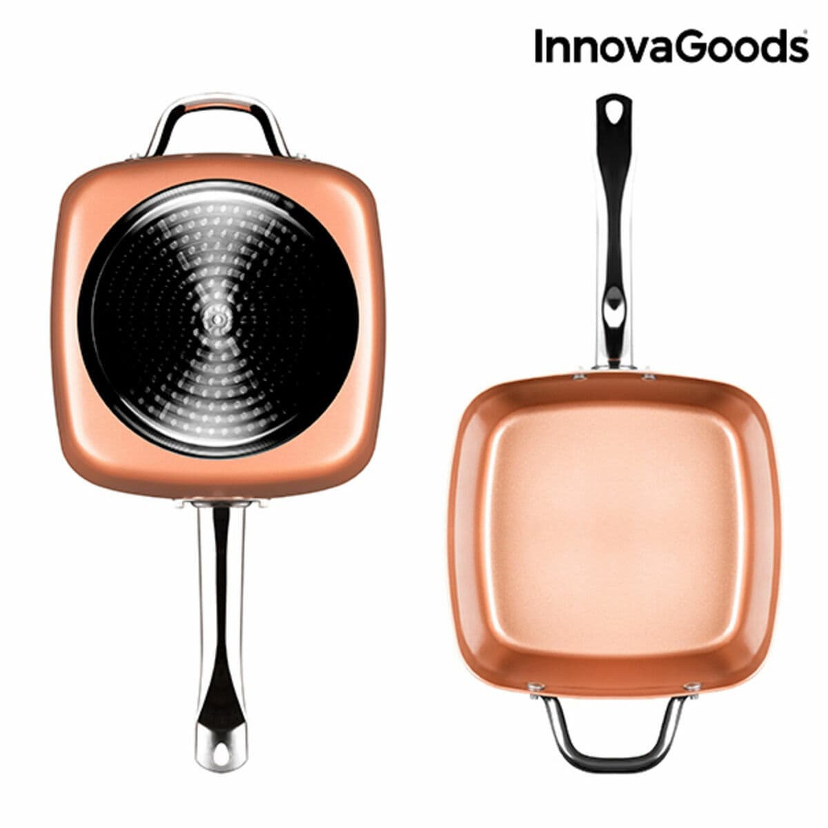 Multifunkcionāls Cepešpannu Komplekts Copper 5 in 1 InnovaGoods IG117346 Sudrabains Metāls Alumīnijs Ø 24 cm 4 Daudzums (Atjauno