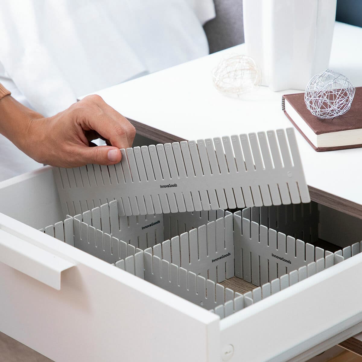 Justerbar lådarrangör Condor InnovaGoods Grå polypropen Plast 16 antal (Renoverade A) - Image 2