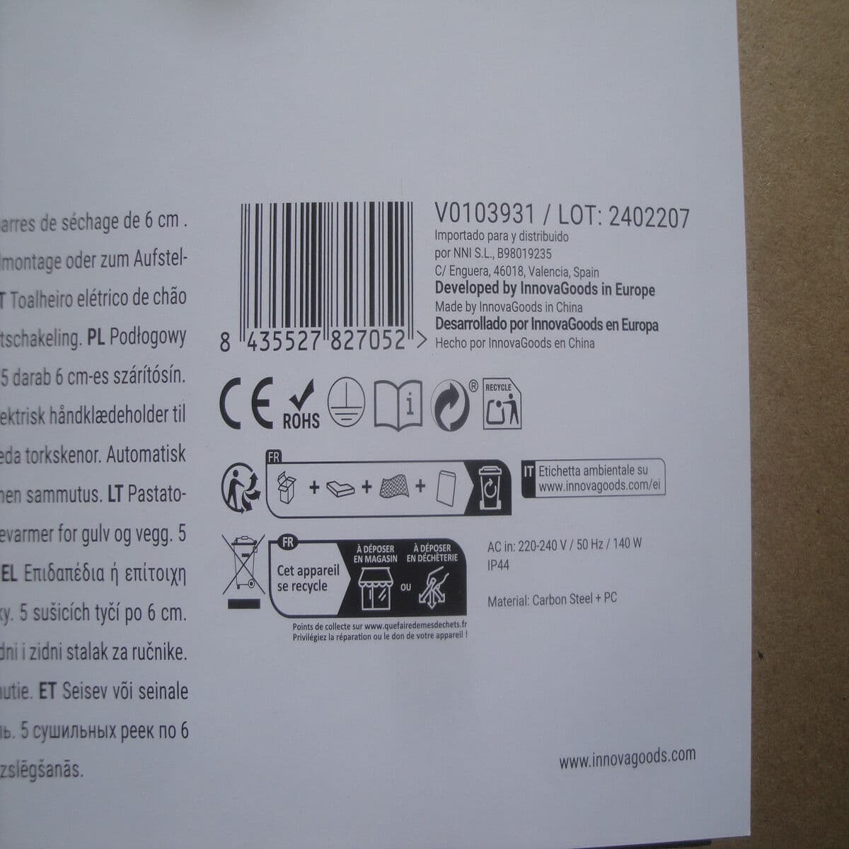 Toallero Eléctrico de Pie o Pared Towarck InnovaGoods Negro 5 Barras (Reacondicionado B) - Image 16