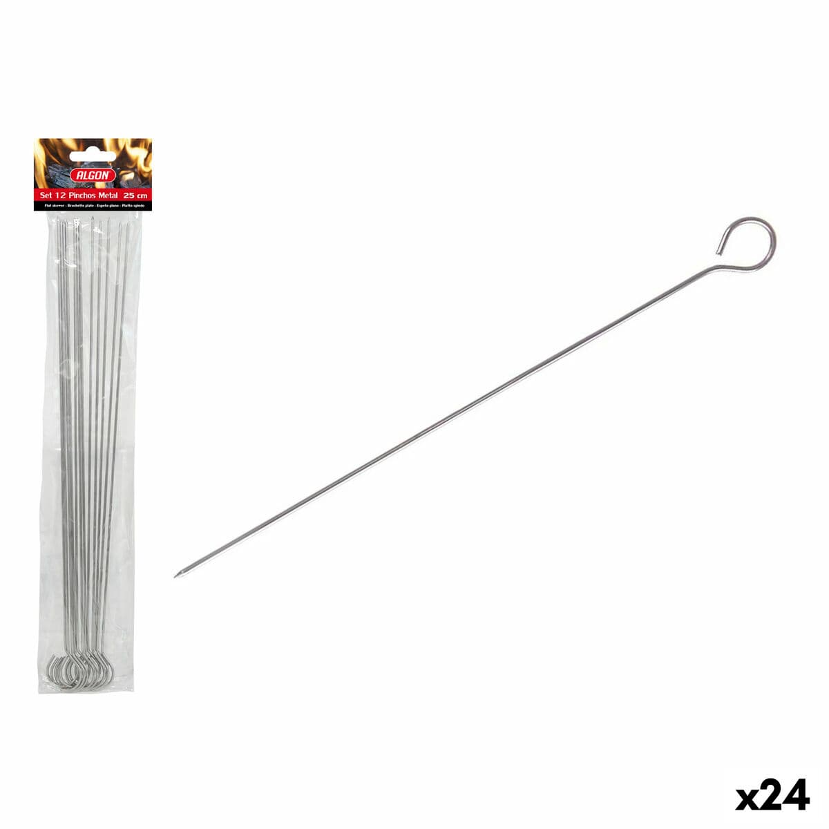 Set de Pinchos para Barbacoa Algon Metal 25 cm 12 Piezas (24 Unidades)