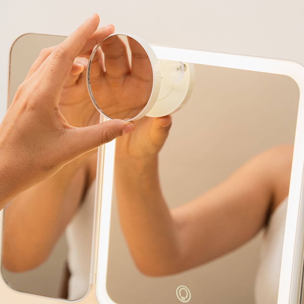 Oppladbart Trippelt Sminkespeil med Forstørrelse og LED-lys Miled InnovaGoods - Image 3
