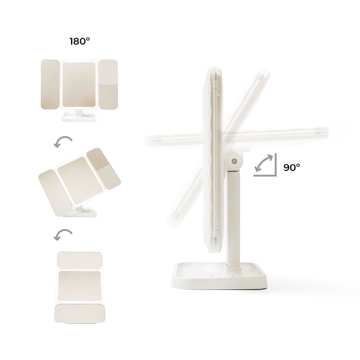Oppladbart Trippelt Sminkespeil med Forstørrelse og LED-lys Miled InnovaGoods - Image 6