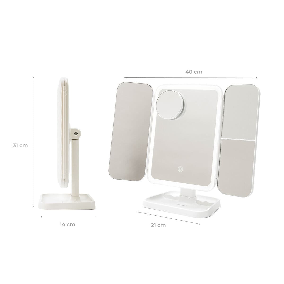 Oppladbart Trippelt Sminkespeil med Forstørrelse og LED-lys Miled InnovaGoods - Image 8