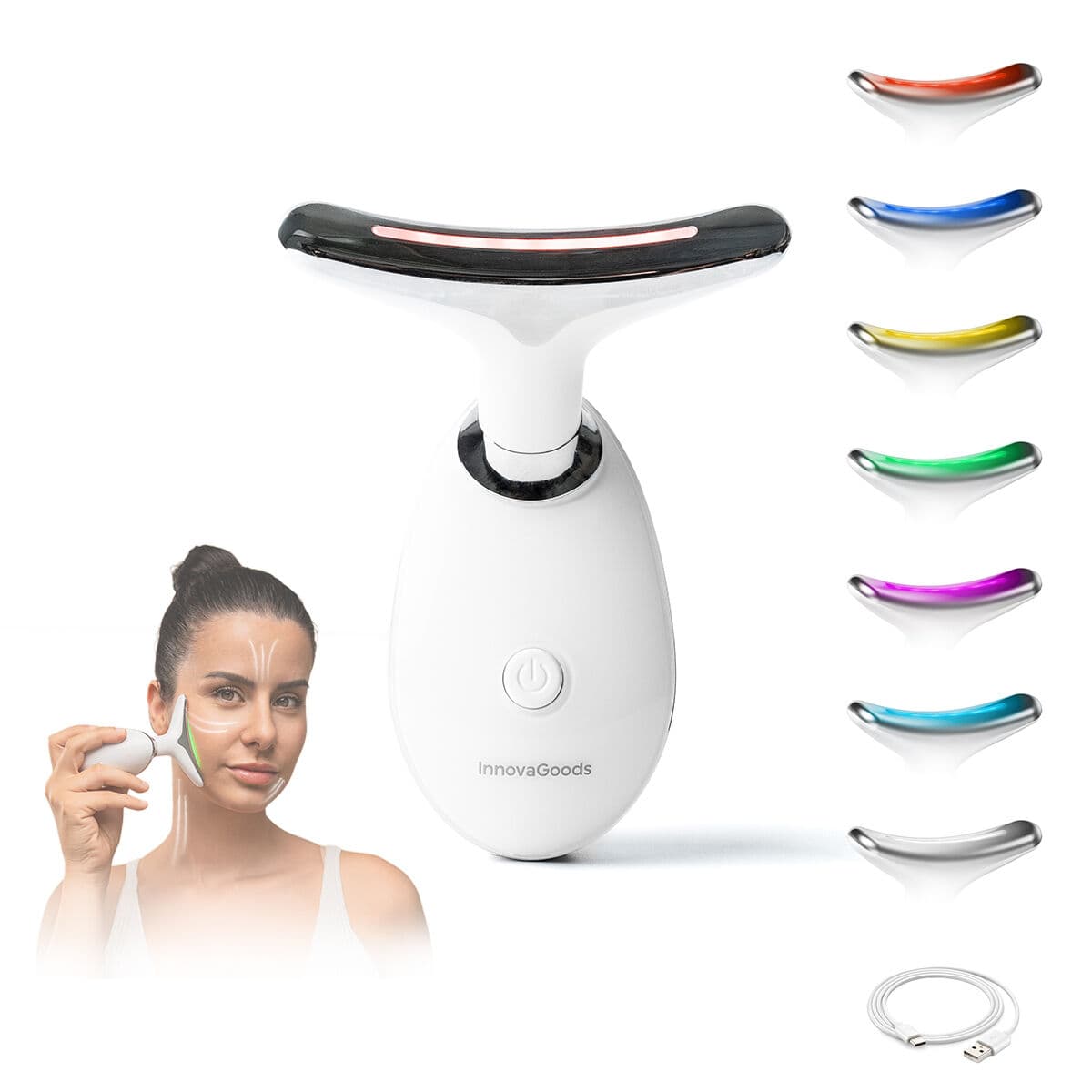 Masajeador Facial Eléctrico Reafirmante para Cara y Cuello con LED, EMS y Calor Selora InnovaGoods - Image 7