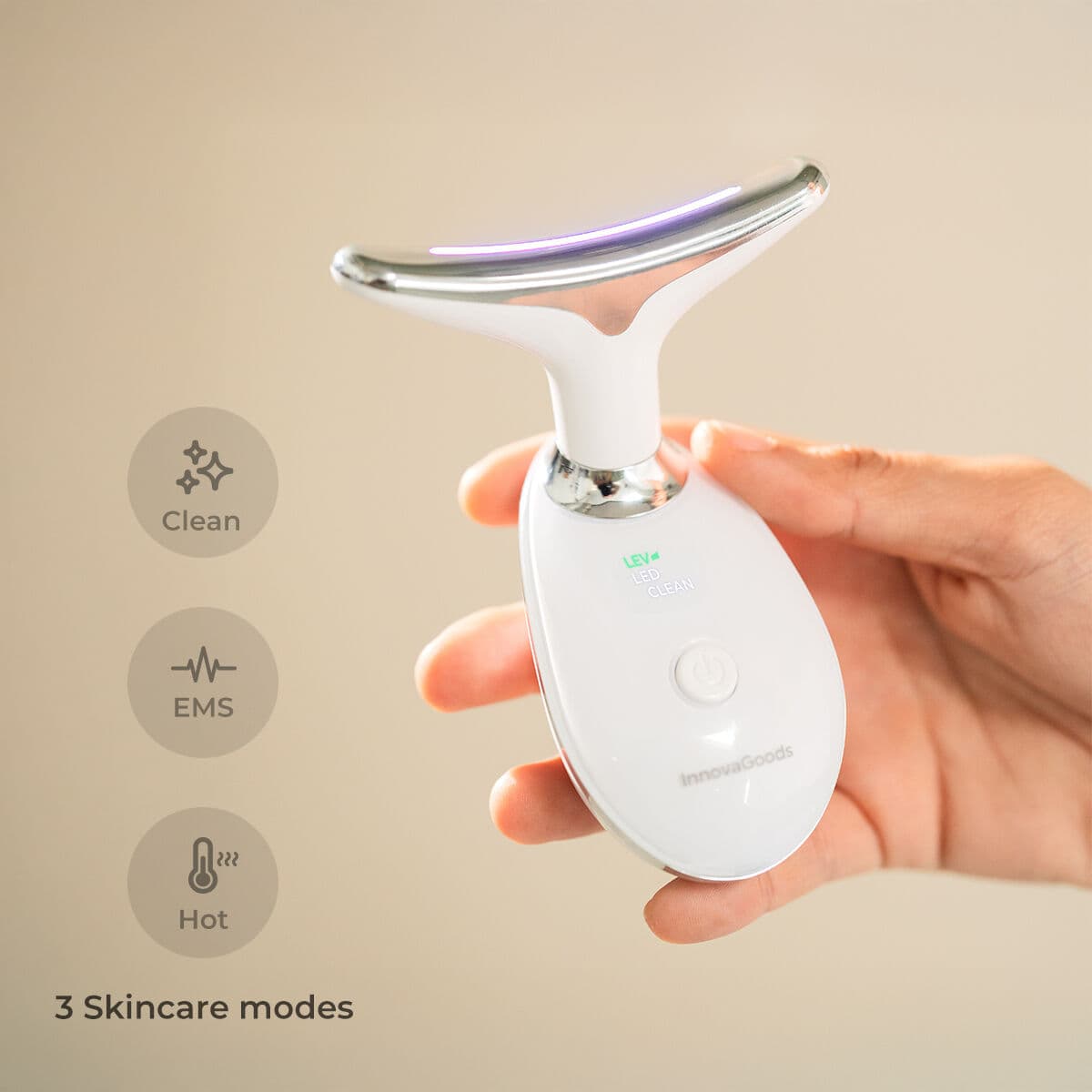 Masajeador Facial Eléctrico Reafirmante para Cara y Cuello con LED, EMS y Calor Selora InnovaGoods - Image 2