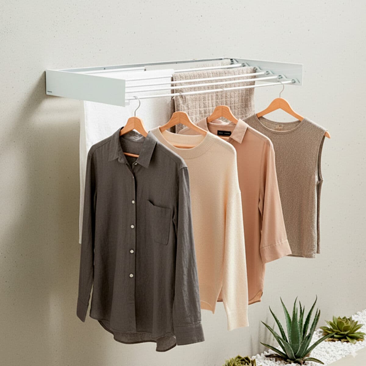 Tendedero de Pared Plegable Extensible Retráctil Dryva 100 InnovaGoods