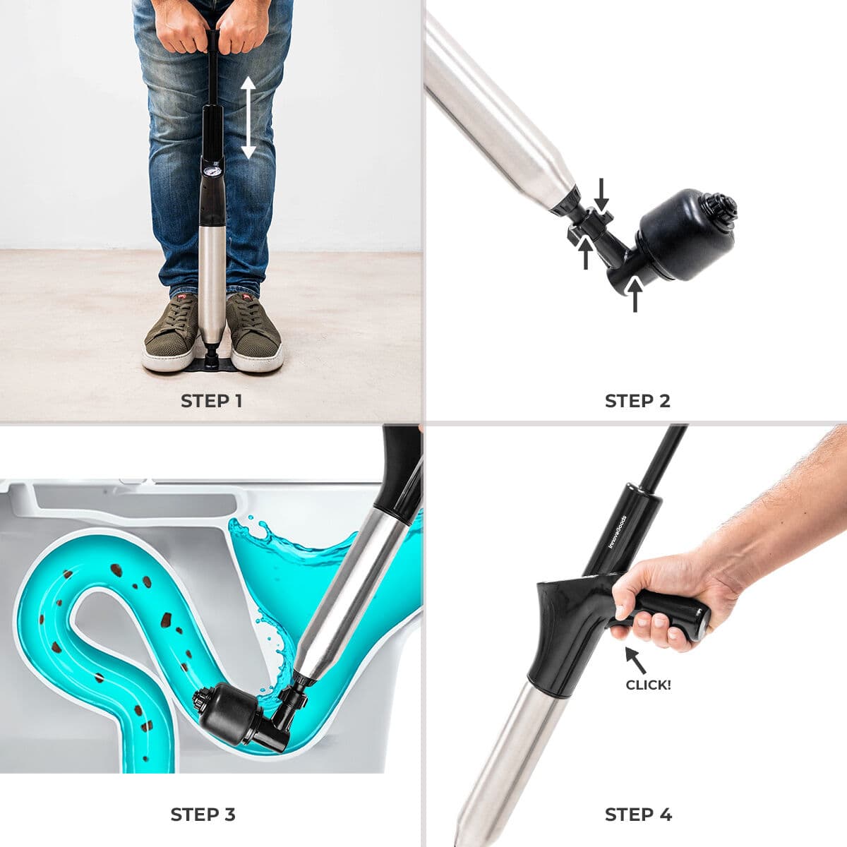 Högtrycks tryckluftsavloppsrensare med tillbehör och 5-i-1 manometer Jetpro InnovaGoods - Image 5