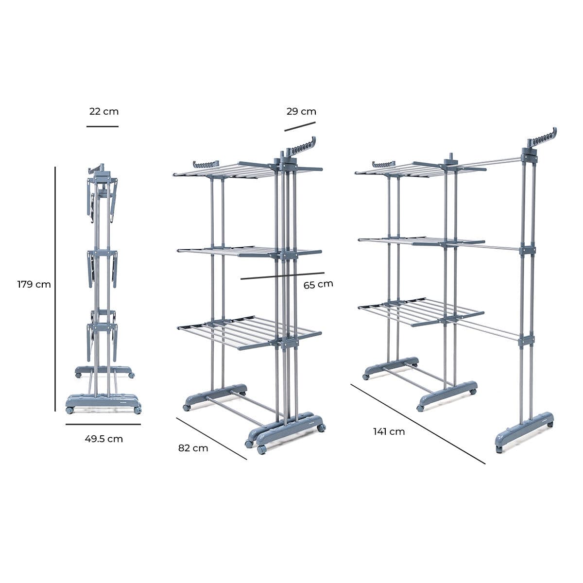 Tendedero Plegable Vertical Extensible con Ruedas Dolver XL InnovaGoods 30 Barras - Image 7