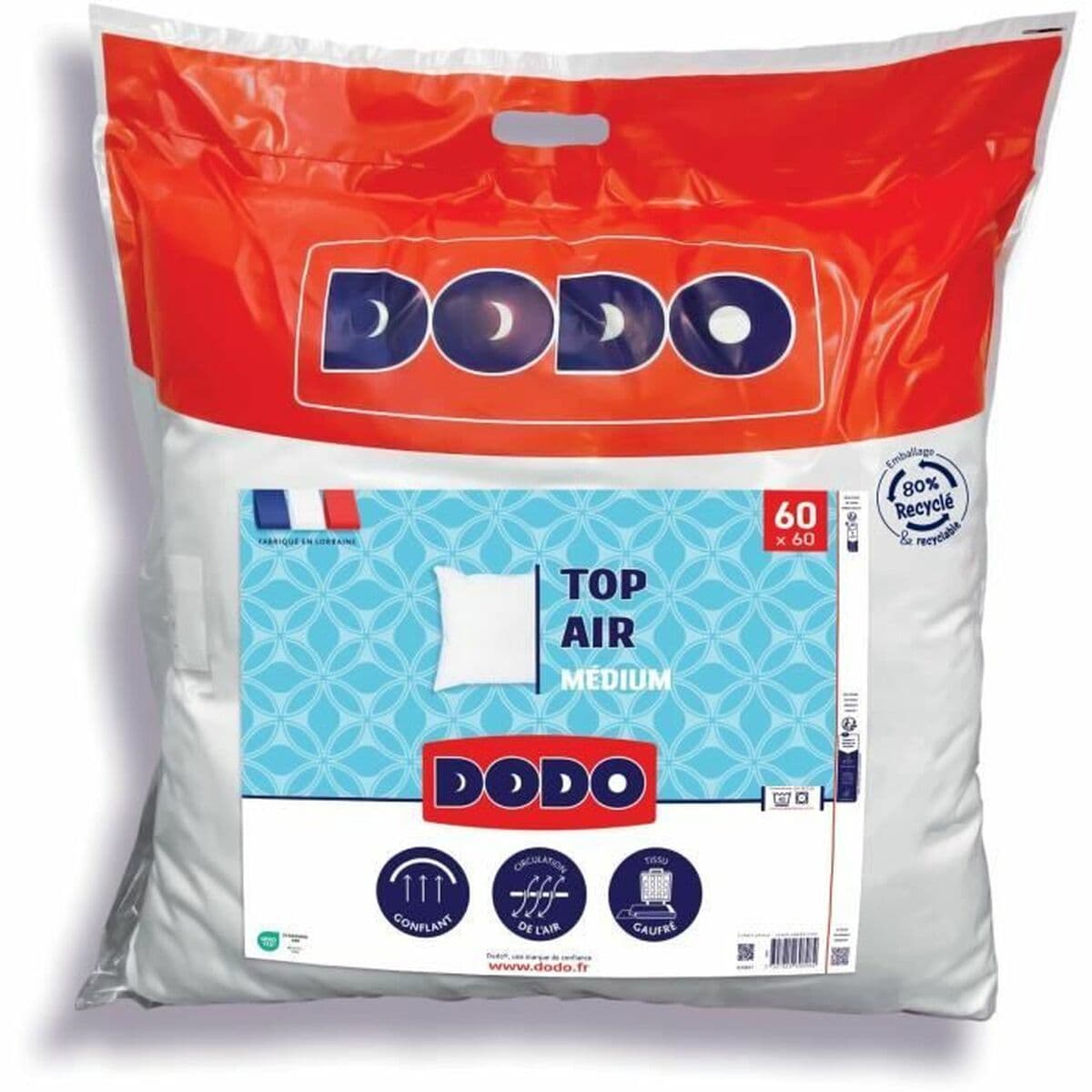 Spilvens DODO MEDIUM TOP AIR Balts 60 x 60 cm