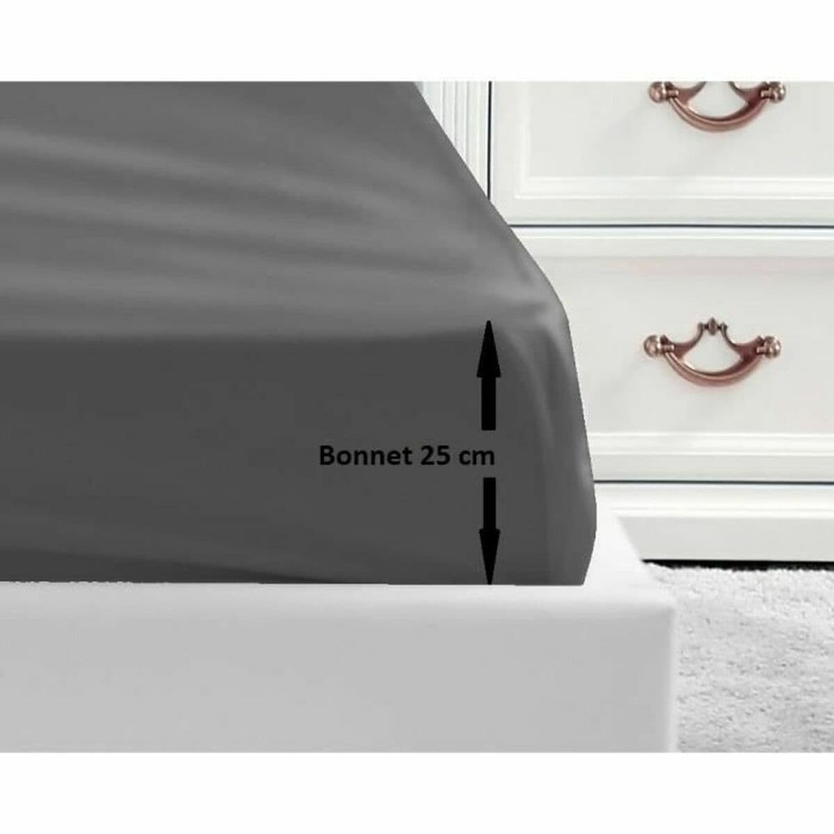 Dopasowane dolne prześcieradło Lovely Home Szary Ciemny szary 180 x 200 180 x 200 cm