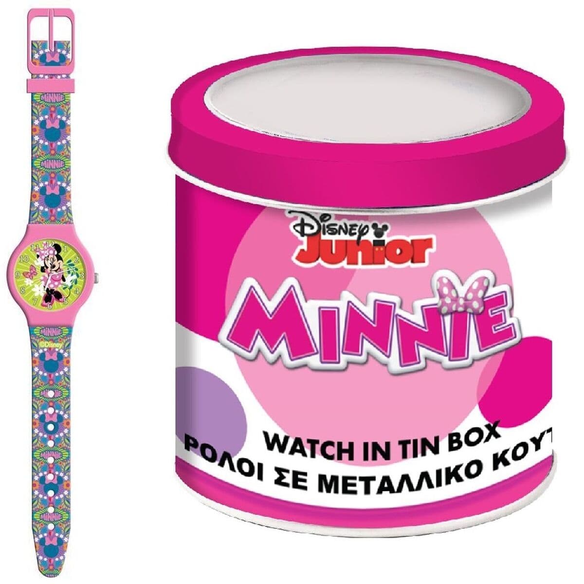 Uhr für Kleinkinder Minnie Mouse MINNIE - TIN BOX Ø 33 mm
