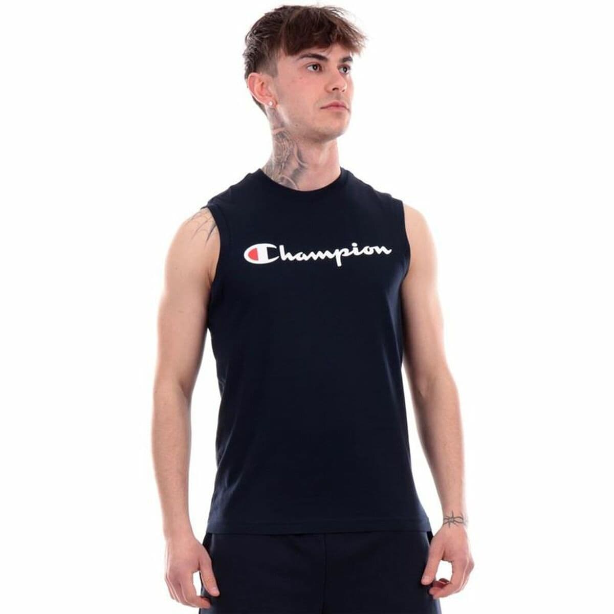 Camiseta Deportiva de Manga Corta Champion Crewneck Negro