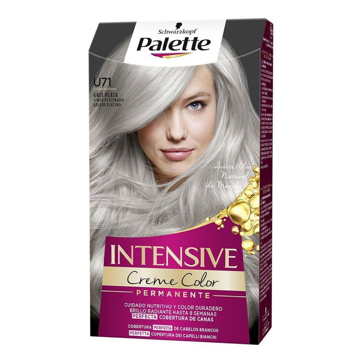 Tinte Permanente Schwarzkopf PALETTE INTENSIVE U71-Gris Plata (1 unidad)