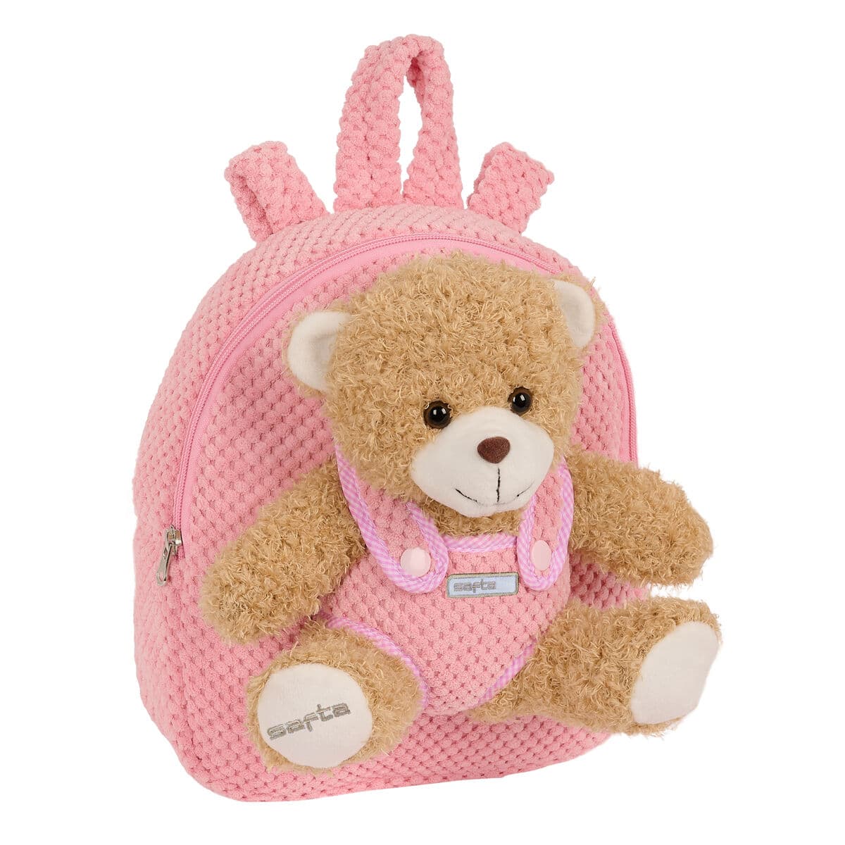 Mochila Infantil Safta Oso de Peluche Rosa 23 x 27 x 7,5 cm