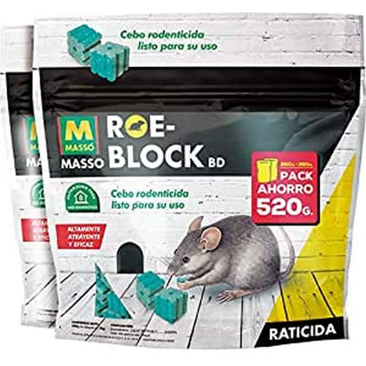 Raticida Massó Roe-Block 520 g 260 gr + 260 gr