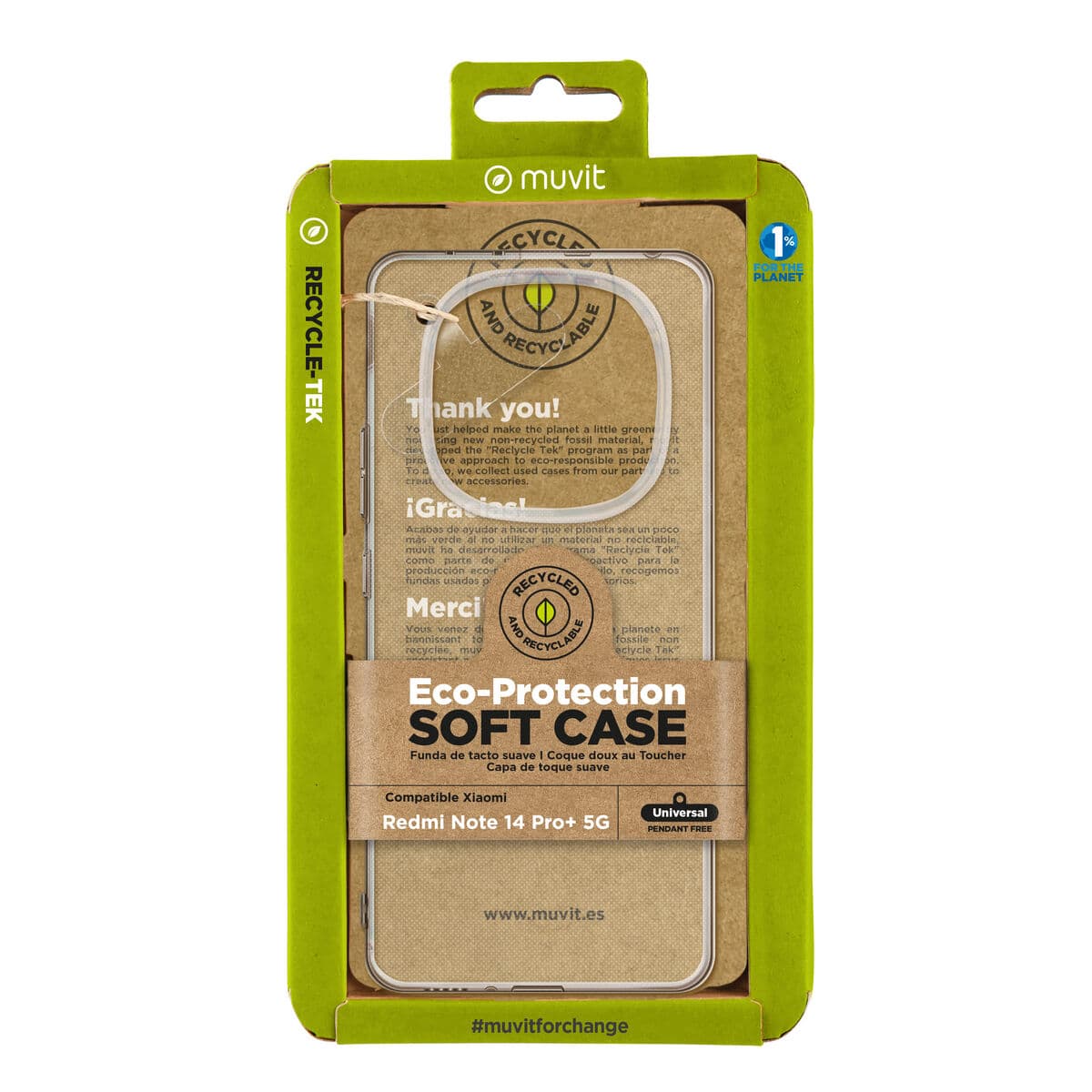 Protection pour téléphone portable Muvit Xiaomi Redmi Note 14 Pro+ 5G Transparent