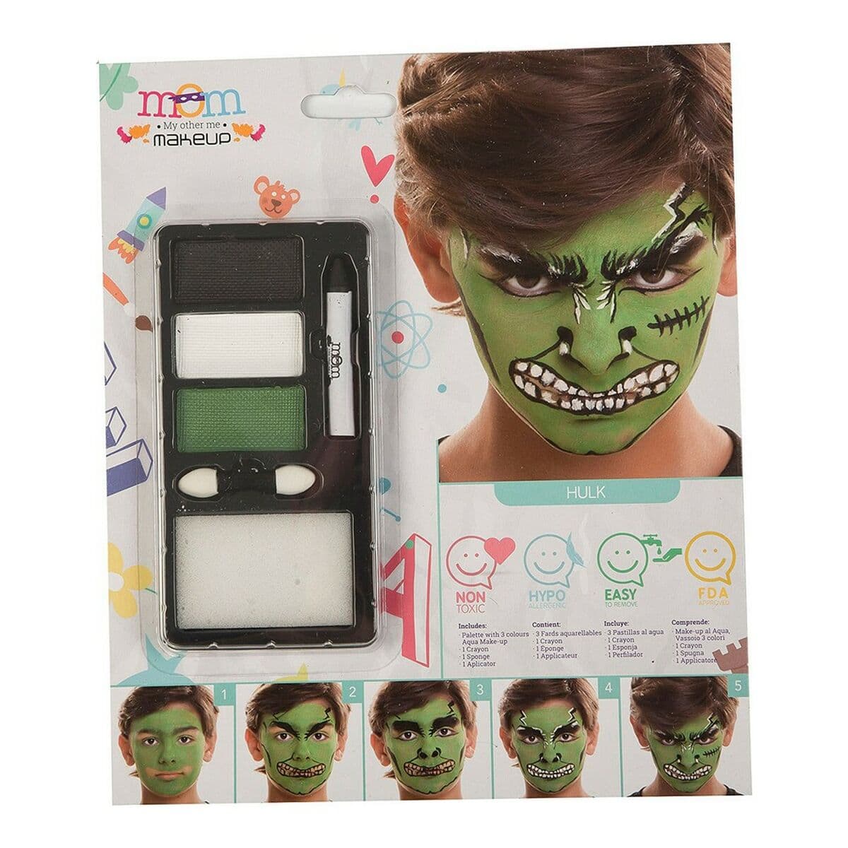 Sminkkészlet My Other Me Zöld Hulk (24 x 20 cm)