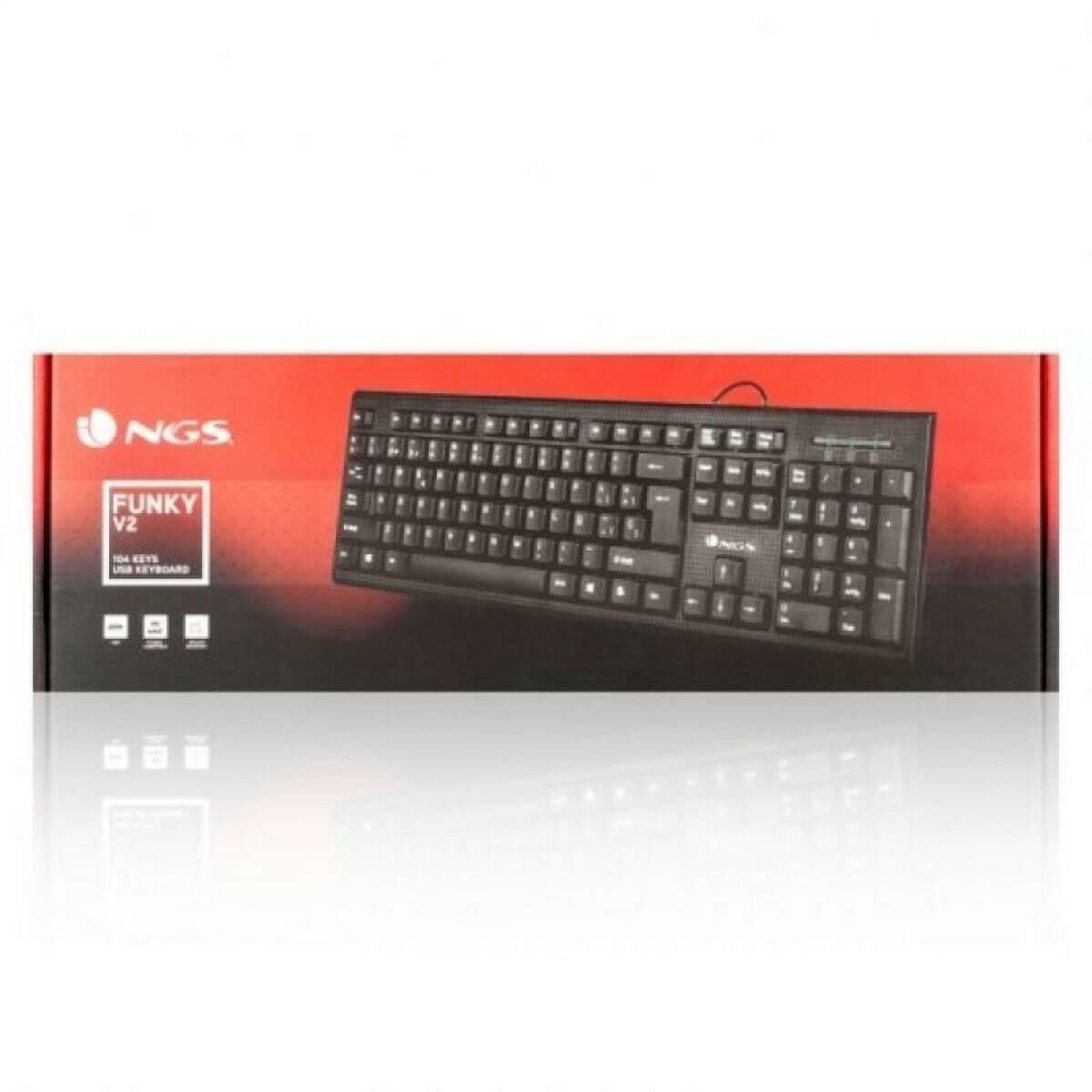 Tastatur NGS NGS-KEYBOARD-0344 Schwarz Qwerty Spanisch