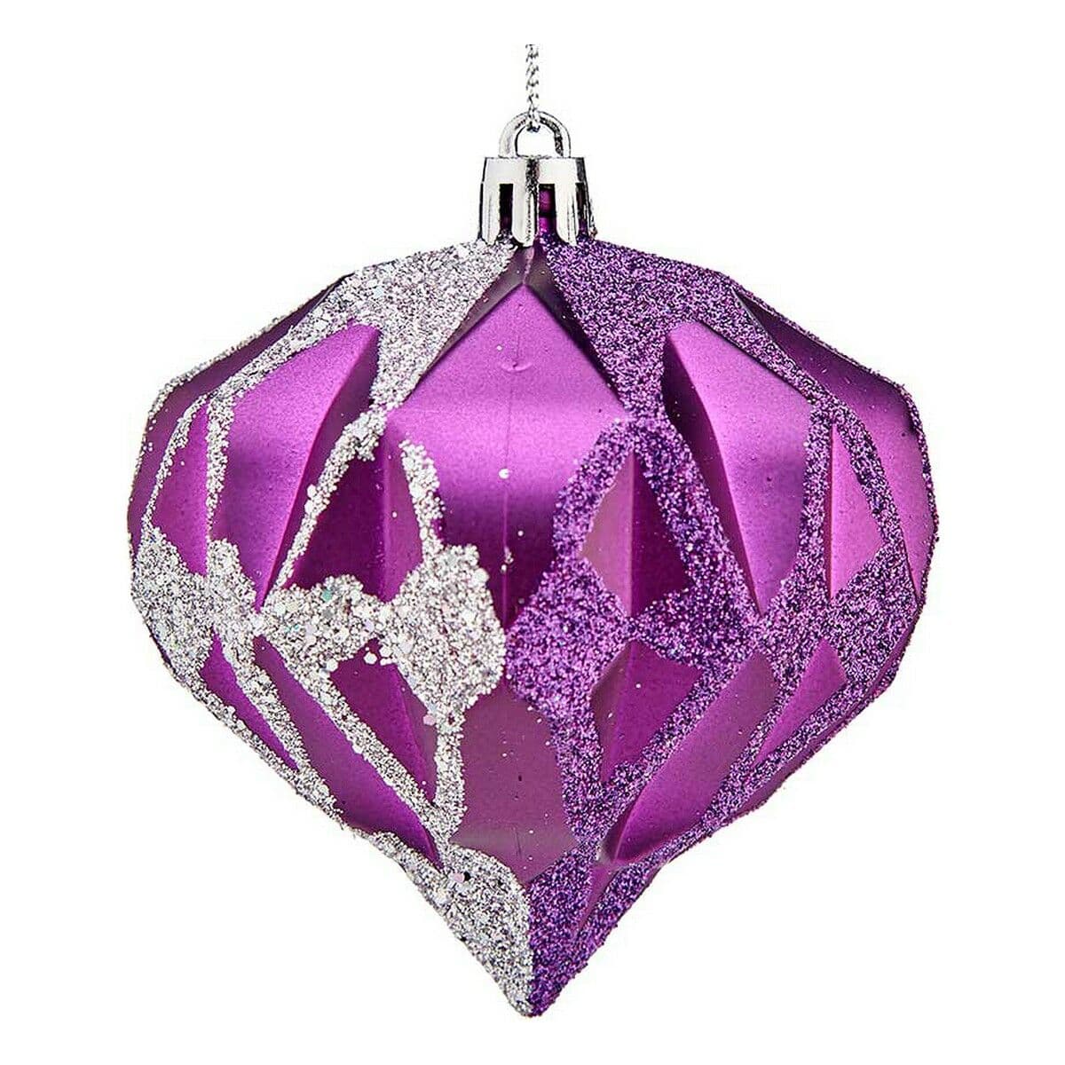 Weihnachtsbaumkugeln Krist+ Lila Silberfarben Kunststoff Diamant Ø 8 cm 6 Stück