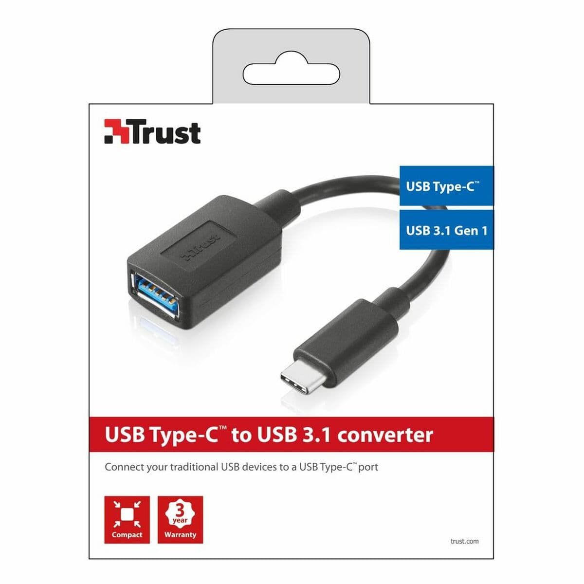 Câble USB A vers USB C Trust 20967 Noir